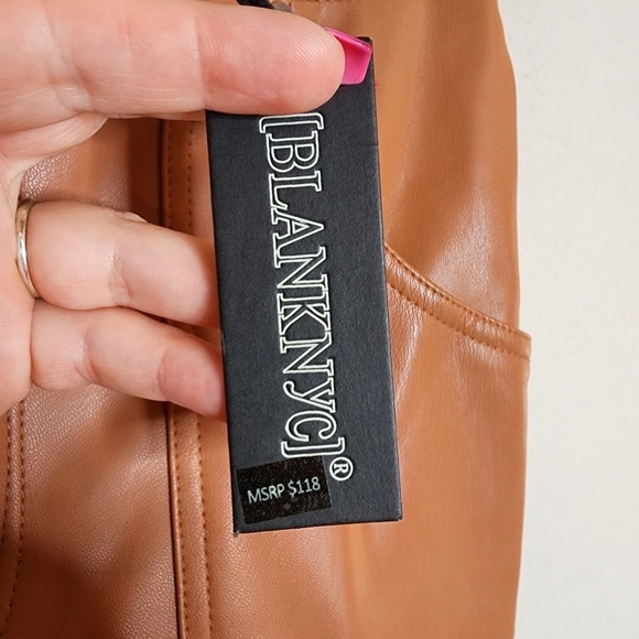 NWT Blank NYC The Baxter Ribcage Straight leg brown faux leather pants size 27. - Picture 7 of 15